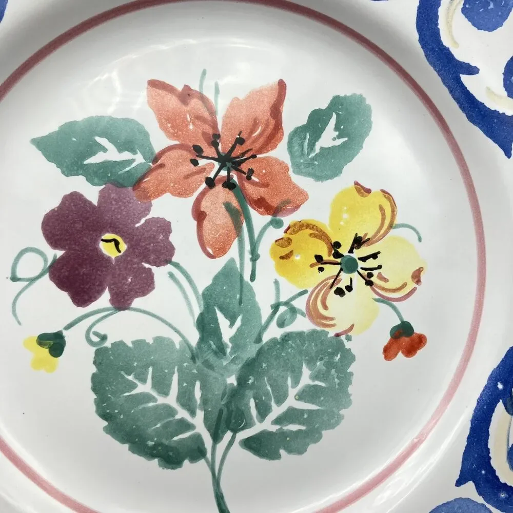 2 Set Ashley Williams Firenze Italy Hand Painted Floral Salad Plates 8 3/4